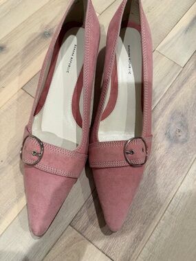 Banana Republic Dusty Rose Suede Pointed-Toe Flats with Buckle
